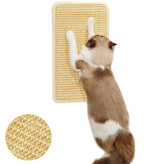 Cat Scratcher Mat Wall Mounted, 14 X 8 Inch Natural Sisal Cat Scratch Pad, Vertical Cat Scratching Board with Velcro Tapes, Protect Wall, Couch, Carpet, Furniture