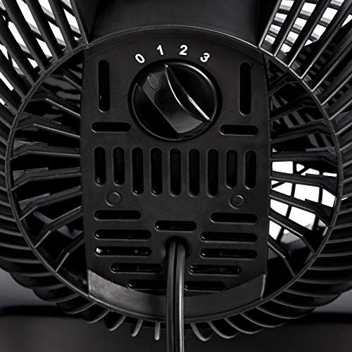 Amazon Basics 11-Inch Air Circulator Fan with 90-Degree Tilt Head and 3 Speed Settings, 35 Watts, Ultra Quiet (30 dB), Black, 6.3"D x 11.1"W x 10.9"H