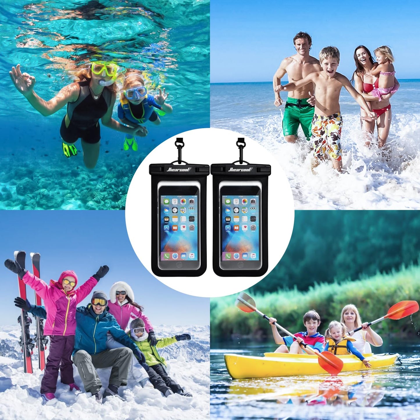 Hiearcool Waterproof Phone Pouch, Waterproof Phone Case for iPhone 15 14 13 12 Pro Max, IPX8 Cellphone Dry Bag Beach Cruise Ship Essentials 2Pack-8.3"